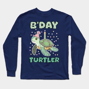 Birthday Turtle - Cute Kawaii Celebration Design Long Sleeve T-Shirt